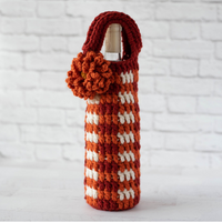 Fall Plaid Crochet Wine Bag